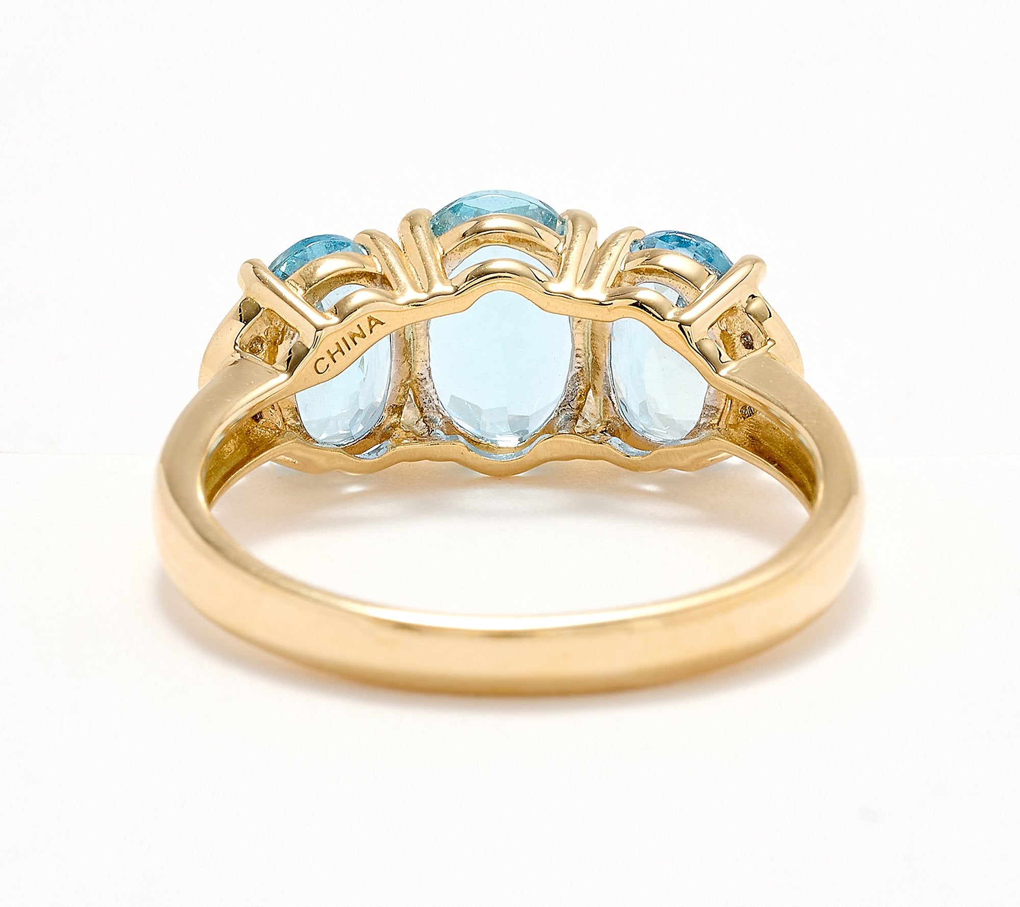 Vault Discoveries Mozambique Aqua 3-Stone 2.00ct Ring, 14K Gold, Sz 6