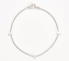 JAI Sterling Silver Baby Box Chain Symbols of Love 'cross' Anklet, 11"