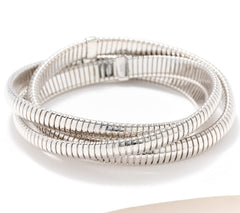 David Markstein Bronze Three Strand Slip On Bracelet Silver Tone Small