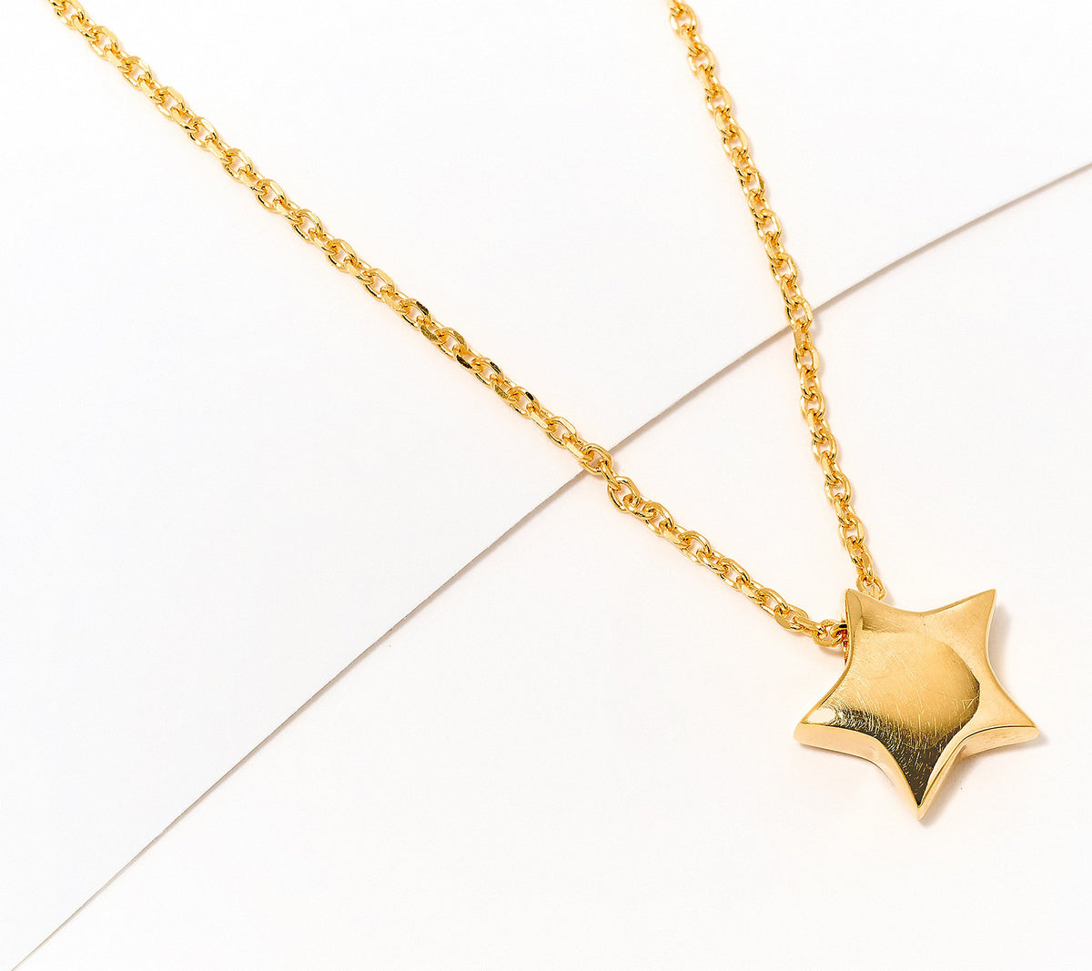 UltraFine 950 18K Yellow Gold-Plated Silver Star Motif Necklace 17" + 1"