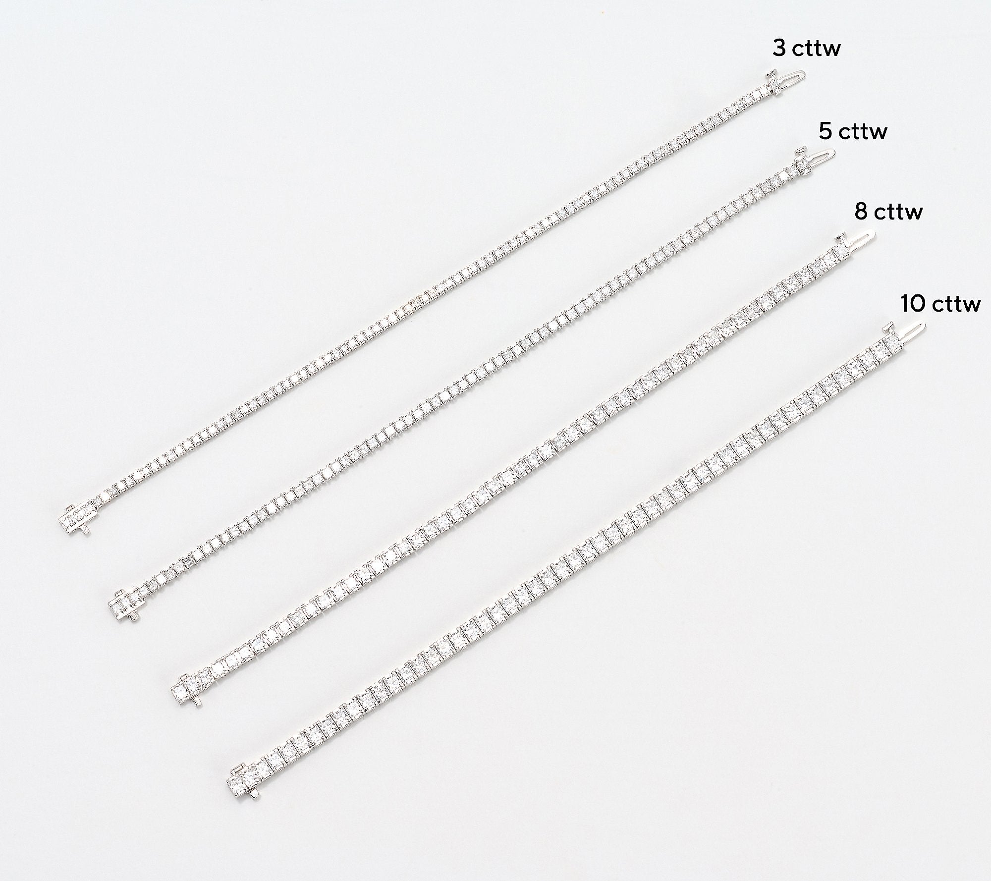 Fire Light Lab Grown Diamond 10cttw Princess Cut Tennis Bracelet, 14K