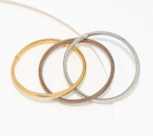 David Markstein Bronze Tri-Color Mocha Three Strand Slip On Tubogas Bracelet Large