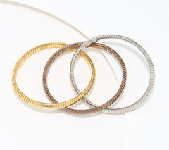 David Markstein Bronze Tri-Color Mocha Three Strand Slip On Tubogas Bracelet Large