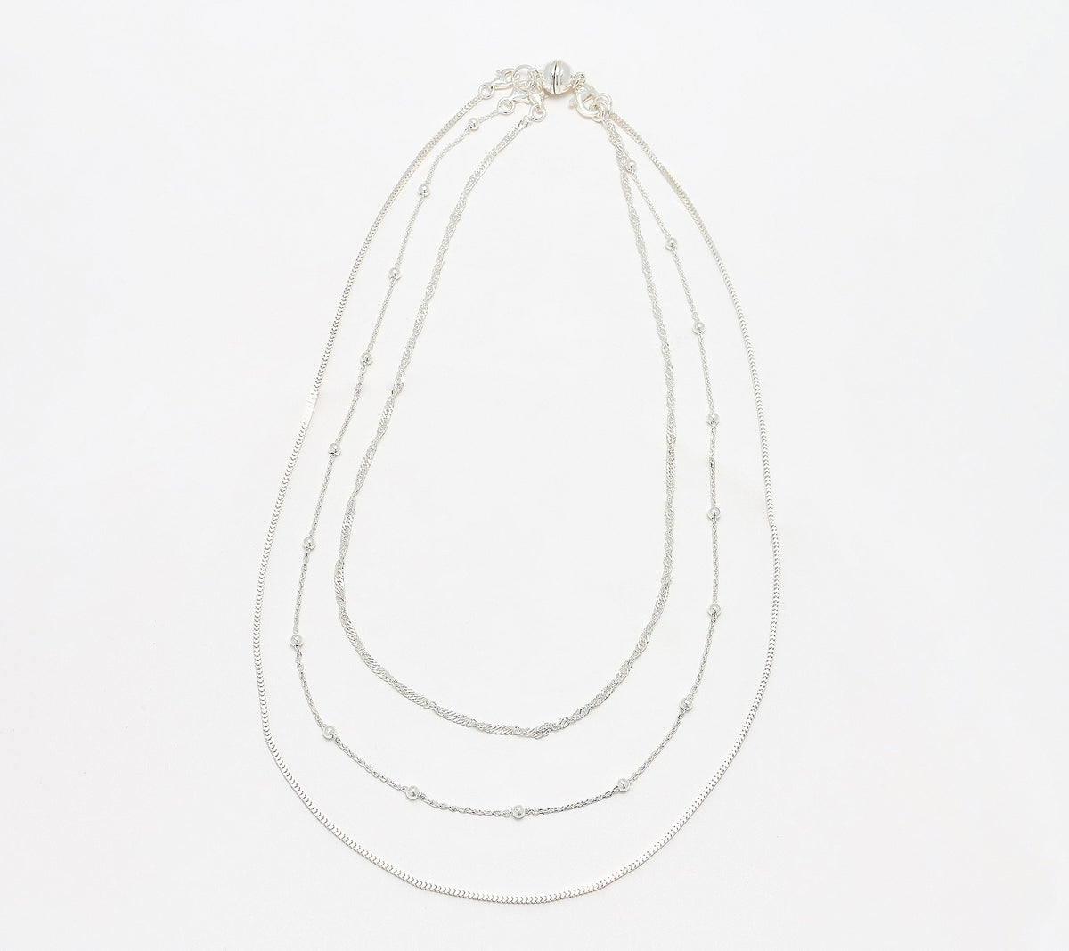 UltraFine 950 Silver Set of 3 Magnet Clasp Necklaces