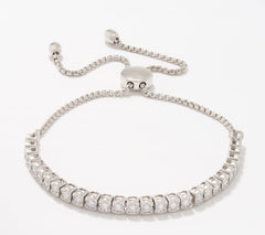 Fire Light Sterling Silver Lab Grown Diamond 1cttw Bolo Tennis Bracelet, Adjustable