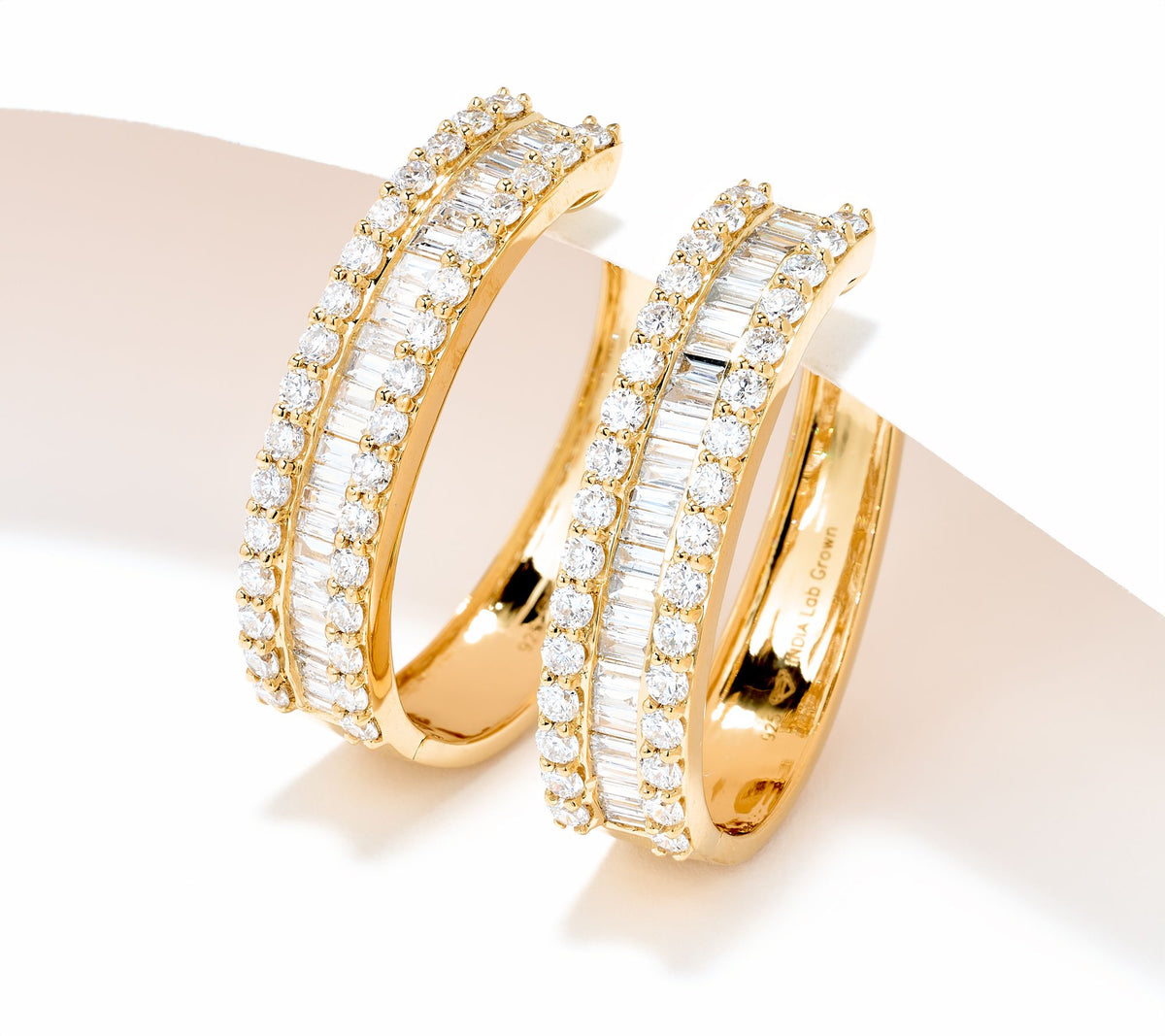 Fire Light  Sterling Silver Goldclad Lab Grown Diamond 3 cttw Hoop Earrings,
