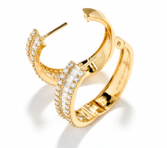 Fire Light  Sterling Silver Goldclad Lab Grown Diamond 3 cttw Hoop Earrings,