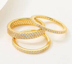 Diamonique Sterling Siler Goldclad Set of 3 Round Cut Stack Ring Set, Size 7