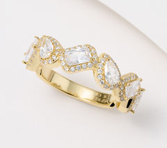 Diamonique Sterling Silver Goldclad Fancy Cut Multi-Shape Band Ring, Size 9