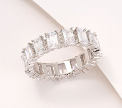 Diamonique Sterling Silver Classics Emerald-Cut Band Ring, Size 10