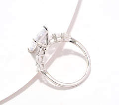Diamonique Sterling Silver Emerald-Cut Engagement Ring, Size 7