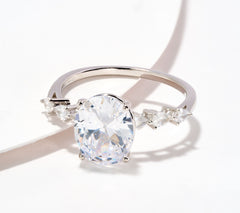 Diamonique Sterling Silver Oval-Cut Engagement Ring, Size 8