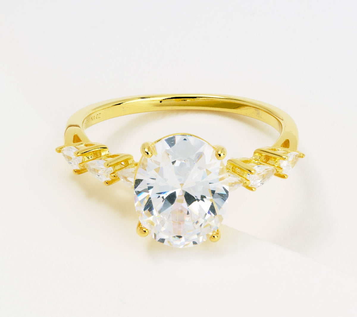 Diamonique Choice of Cut Engagement Ring, 14k Gold Plated Size 6
