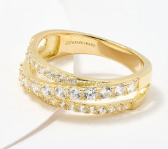 Diamonique Sterling Silver Goldclad Classics Round Cut Band Ring, Size 8