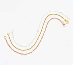 UltraFine 950 18K Tri-Color Silver Set of 3 Bracelets 7" Fit