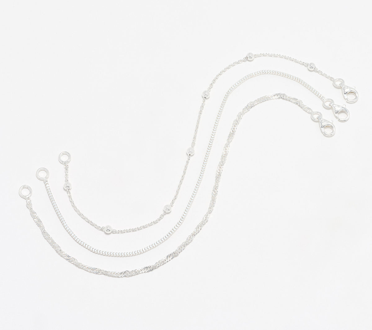 UltraFine 950 Silver Set of 3 Bracelets 6-1/2" Fit