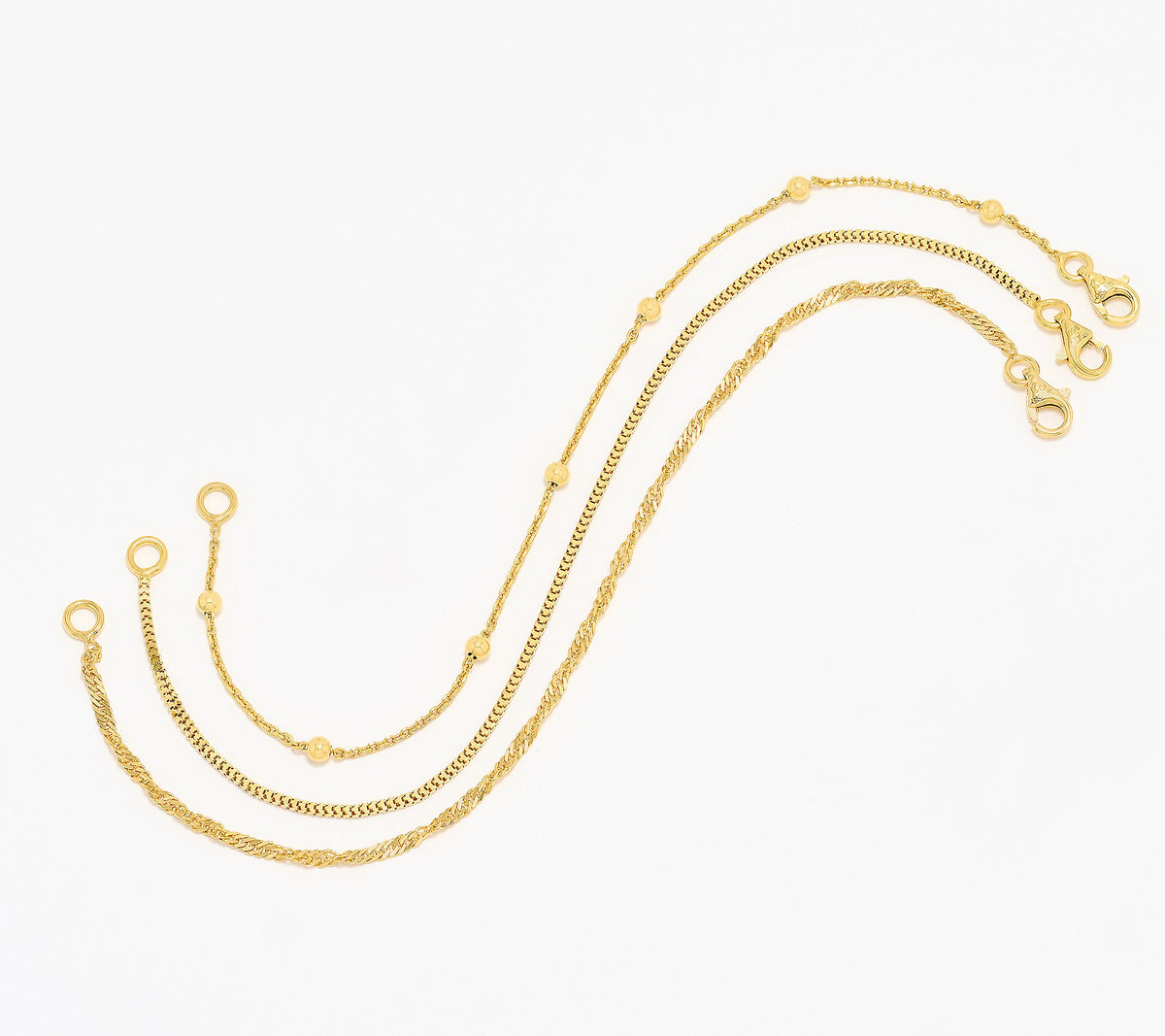 UltraFine 950 18K gold-plated Silver Set of 3 Bracelets 7" Fit