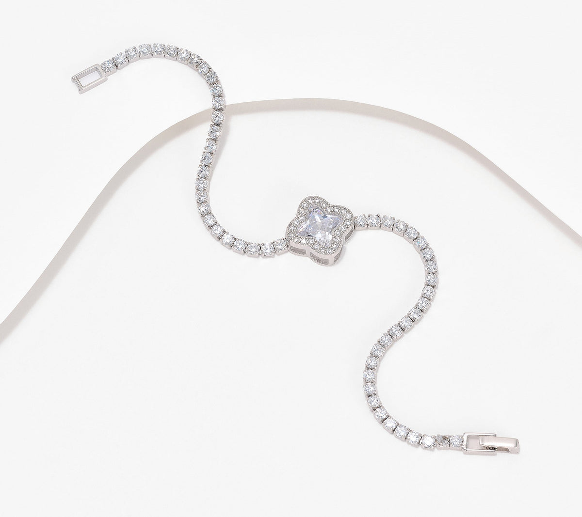 Diamonique x Erin Moseley Sterling Silver Flower Bracelet Small