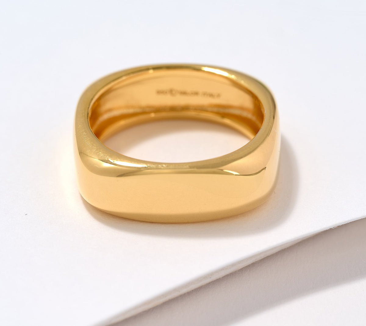 UltraFine 950 18K Yellow Gold-Plated Silver 7mm Square Polished Ring Size 7