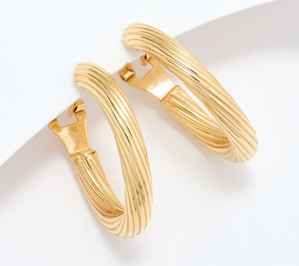 UltraFine 950 Silver 1" Hoop Earrings Omega Back 18K Yellow Gold Plated