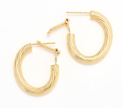UltraFine 950 Silver 1" Hoop Earrings Omega Back 18K Yellow Gold Plated