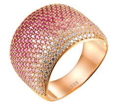 Diamonique Sterling Silver Roseclad Pink Ombre Band Ring, Size 9
