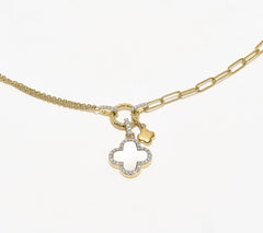 Affinity 0.27cttw Diamond MOP Clover Necklace 925 Silver 18”