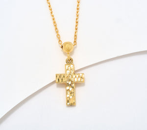 UltraFine 950 Silver Goldclad Reversible Cross Motif Necklace 18"