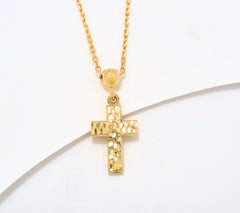 UltraFine 950 Silver Goldclad Reversible Cross Motif Necklace 18"