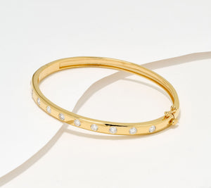 Fire Light Sterling Silver Goldclad Lab Grown Diamond 1.50 cttw Bold Round Bangle,