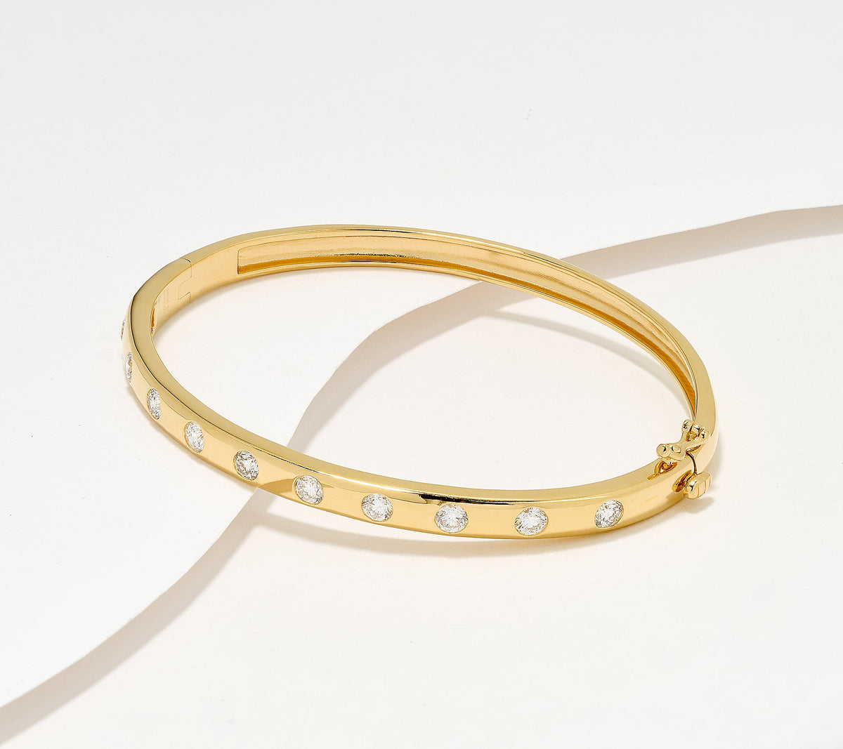 Fire Light Lab Grown Diamond Sterling Silver Bold Round Bangle