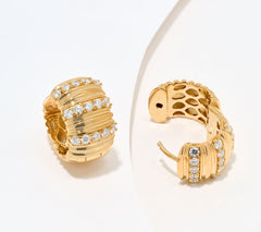 Fire Light Sterling Silver Goldclad Lab Grown Diamond 0.75 cttw Bold Puffy Hoops Earrings,