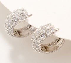 Fire Light Sterling Silver Lab Grown Diamond Pave Huggie Hoop Earrings