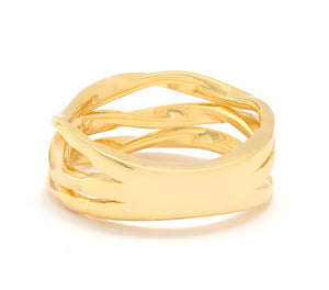 Christian James by Scott Grimes Sterling Silver 14K Gold Clad 3 Band Ripple Ring, Size 6