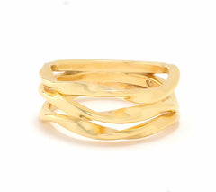 Christian James by Scott Grimes Sterling Silver 14K Gold Clad 3 Band Ripple Ring, Size 6