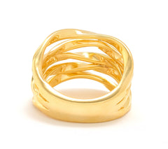 Christian James by Scott Grimes Sterling Silver 14K Clad Gold 5 Band Ripple Ring, Size 11