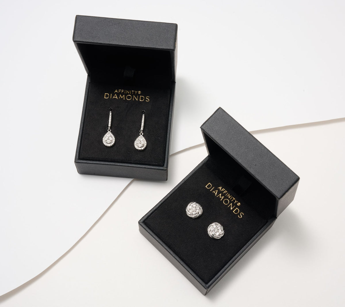Affinity Diamonds Sterling Silver 0.15 cttw Boxed Set of 2 Earrings