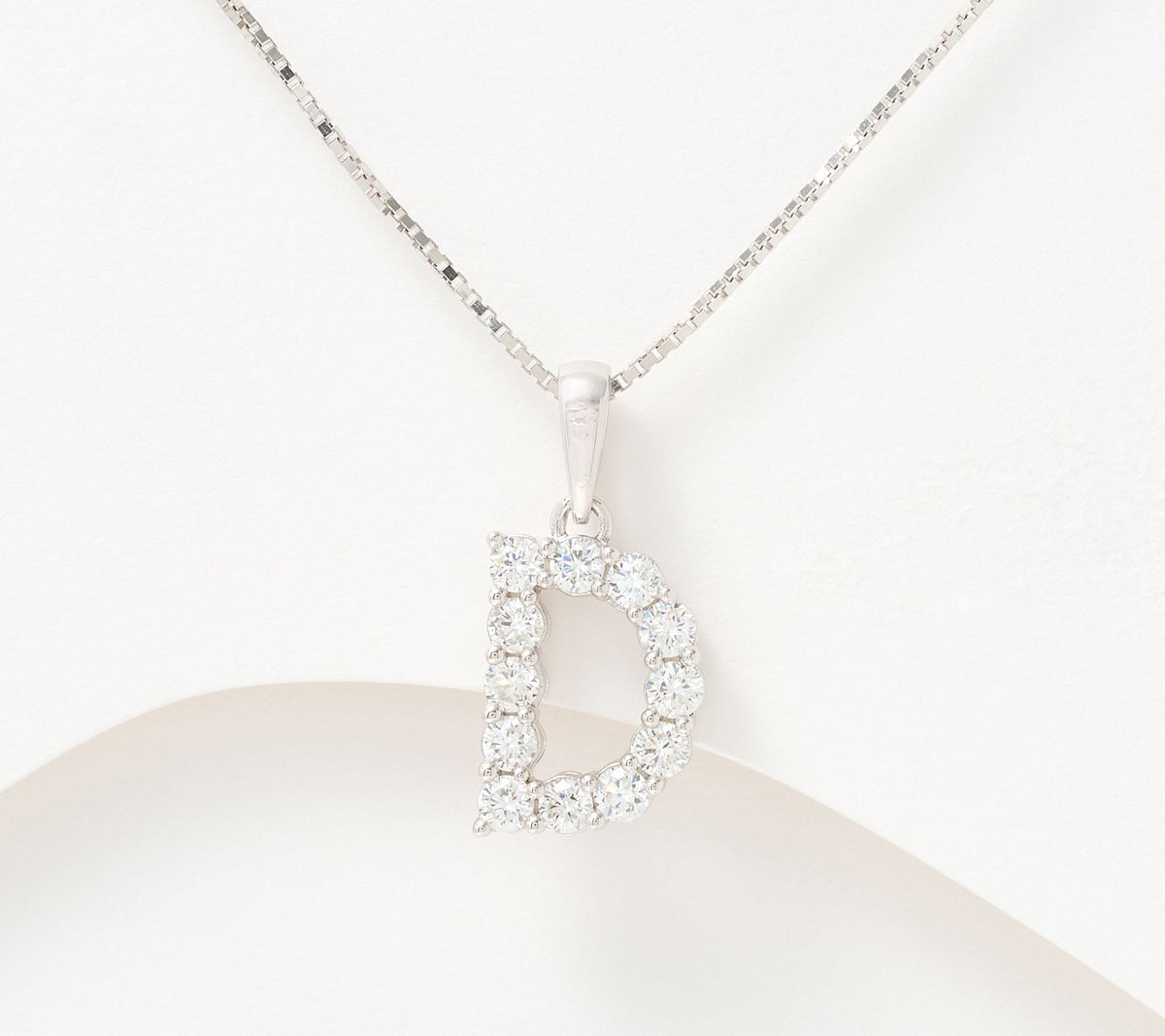 Fire Light Sterling Silver Lab Grown Diamond .4 cttw Initial "D" Necklace,