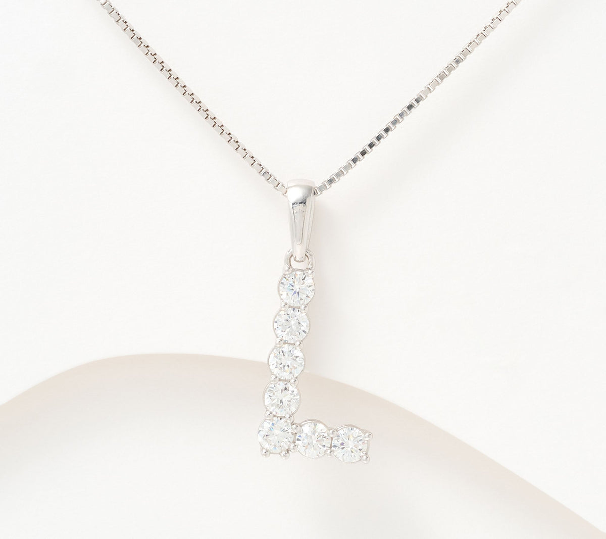 Fire Light Sterling Silver Lab Grown Diamond .4 cttw Initial "L" Necklace,