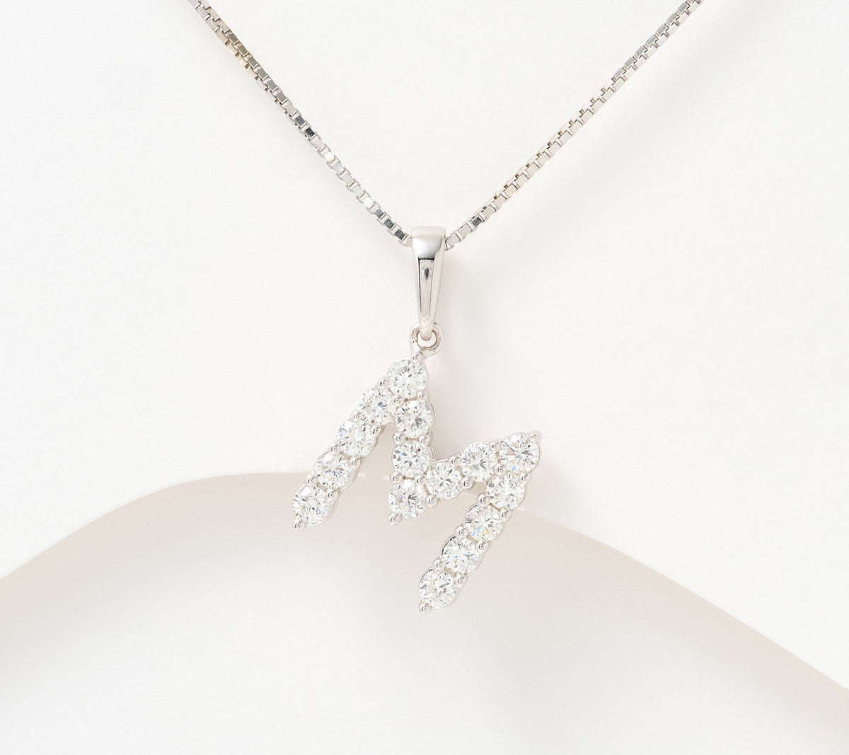 Fire Light Sterling Silver Lab Grown Diamond .4 cttw Initial "M" Necklace,
