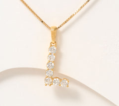 Fire Light Lab Grown Diamond Sterling Silver Goldclad Initial "L" Necklace, 18"
