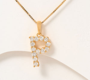 Fire Light Lab Grown Diamond Sterling Silver Initial "P" Necklace