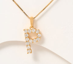 Fire Light Lab Grown Diamond Sterling Silver Initial "P" Necklace