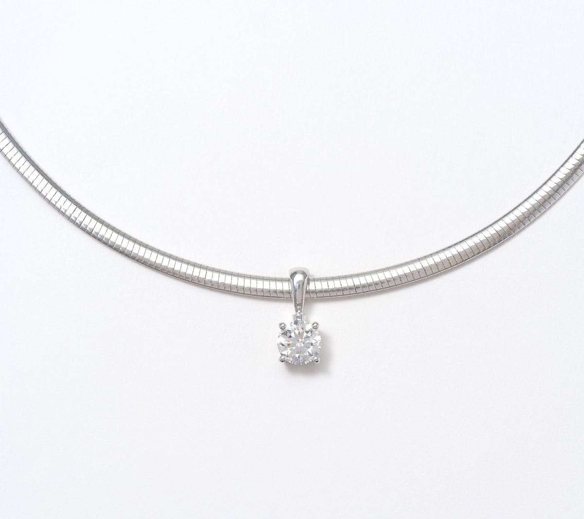 Fire Light Lab Grown Diamond 1.00 cttw Round Omega Necklace