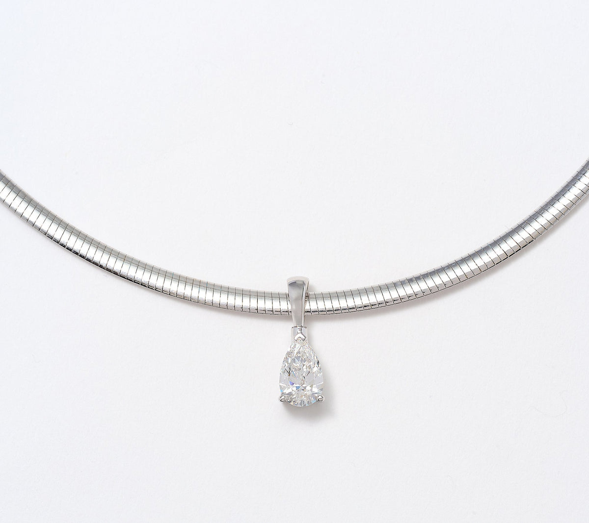Fire Light Lab Grown Diamond 1.00 cttw Pear Omega Necklace