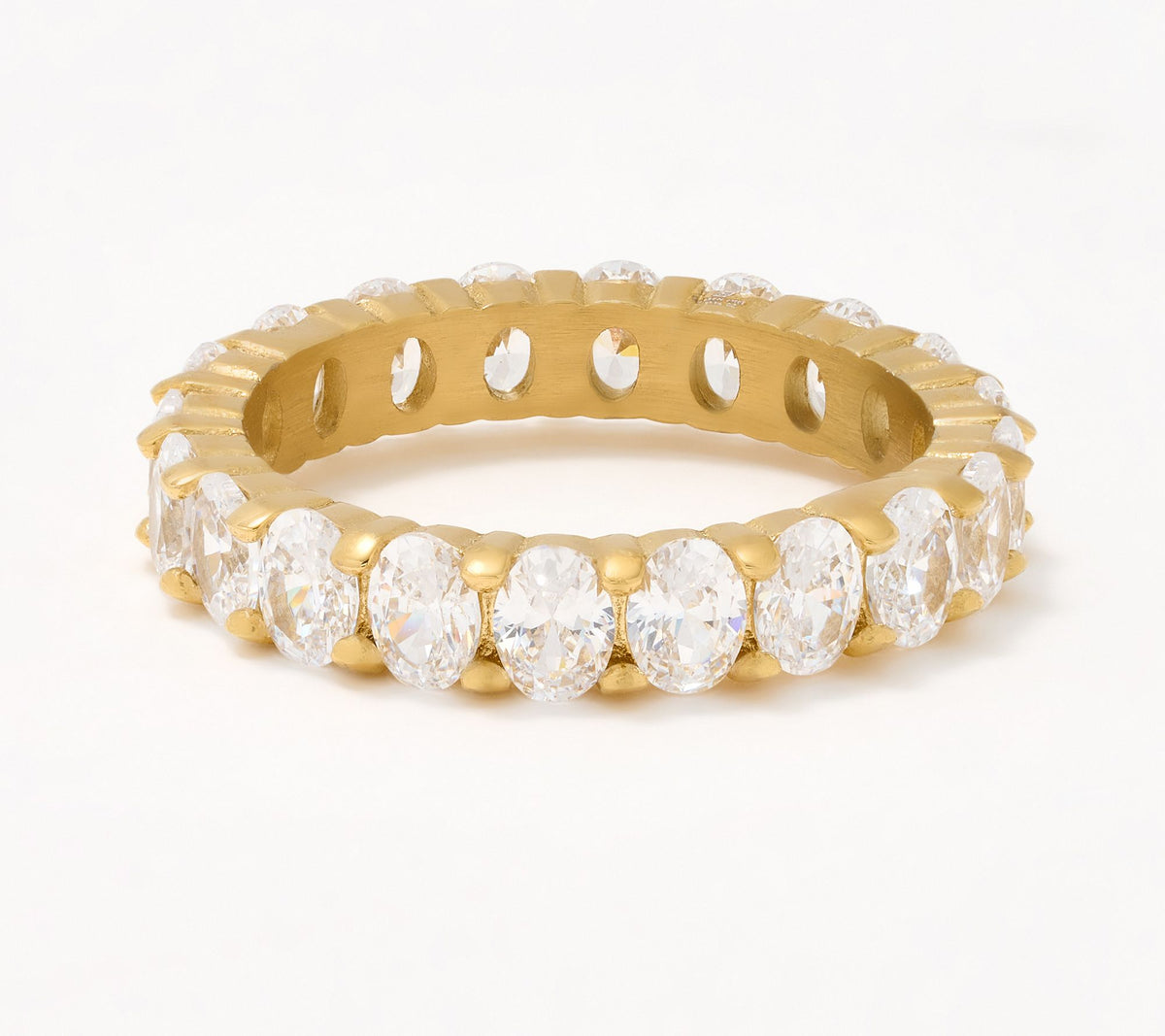 Steel by Diamonique Oval-Cut Eternity Band Ring, Size 6