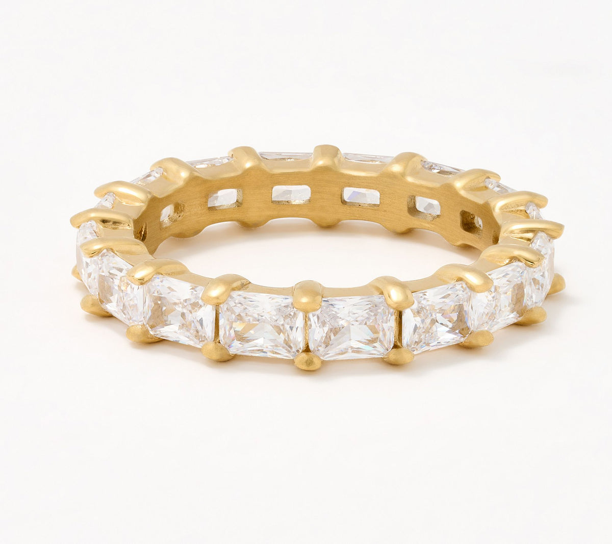 Steel by Diamonique Radiant-Cut Eternity Band Ring, Size 9