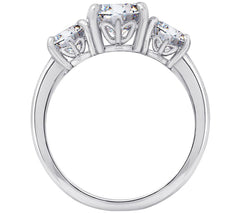 Diamonique Sterling Silver Round 3-Stone Ring, Size 6