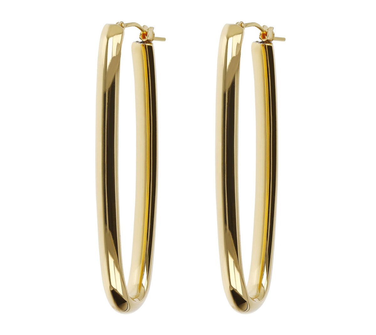 BellaOro  14K Gold Over Resin Elongated Oval Hoop Earrings, 2"