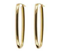 BellaOro  14K Gold Over Resin Elongated Oval Hoop Earrings, 2"